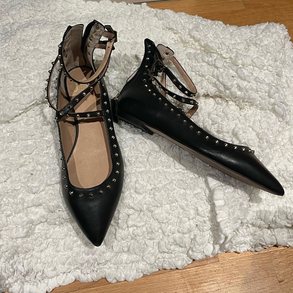 JLO studded flats, black, 6